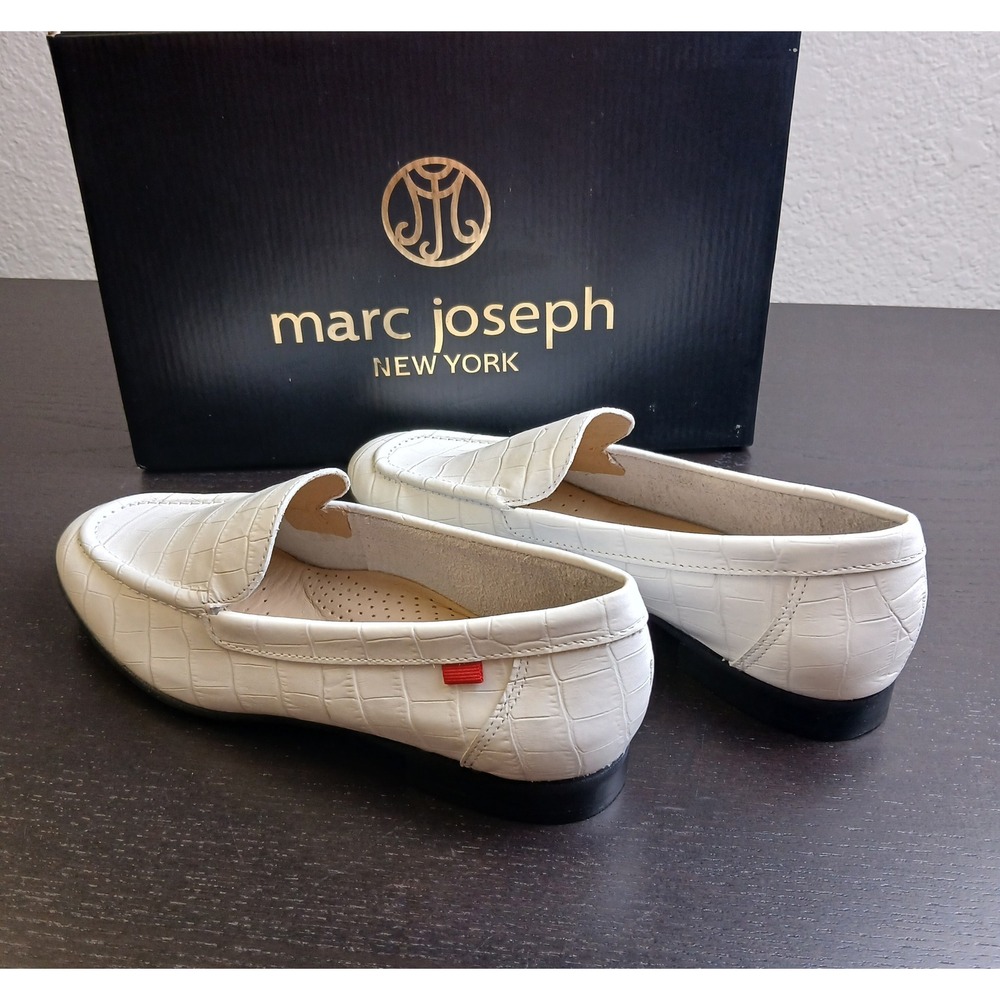 Marc Joseph New York Madison Ave White Croco Leather Loafers 5.5 54558DL-WCR